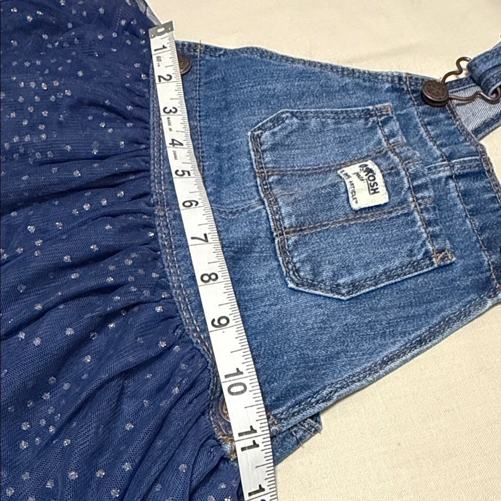 OshKosh B'gosh Blue Denim Skirtall with Tulle & Glitter Sparkles, Size 4T
